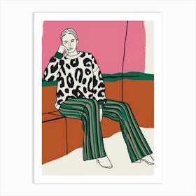 Woman Sitting On A Bench Art Print