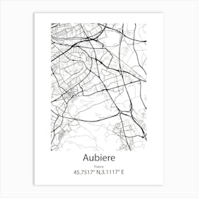 Aubiere,France Minimalist Map Art Print