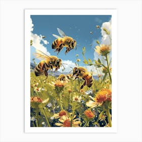 European Honey Bee Storybook Illustration 9 Art Print