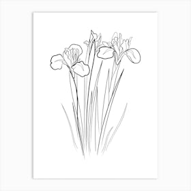 Iris Line Drawing Black & White Art Print