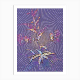 Geometric Flame Lily Mosaic Botanical Art on Veri Peri n.0015 Art Print