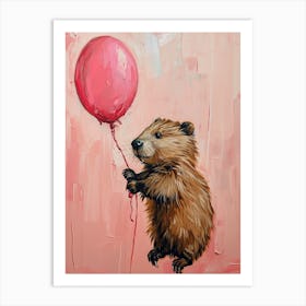 Cute Beaver 3 With Balloon Art Print