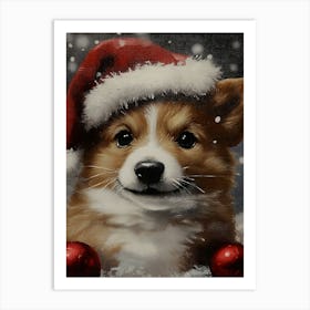 Santa Dog 3 Art Print