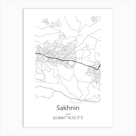 Sakhnin,Israel Minimalist Map Art Print