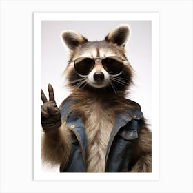 A Honduran Raccoon Doing Peace Sign Wearing Sunglasses 1 Art Print