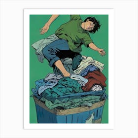 "Trash Can Triumph: Asaf Hanuka's Urban Escapade" Art Print