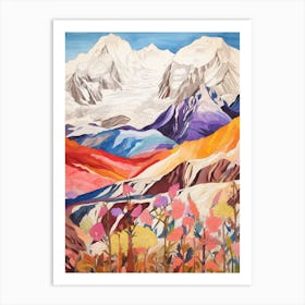 Mount Mckinley United States 1 Colourful Mountain Illustration Art Print
