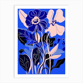 Blue Flower Illustration Orchid 1 Art Print