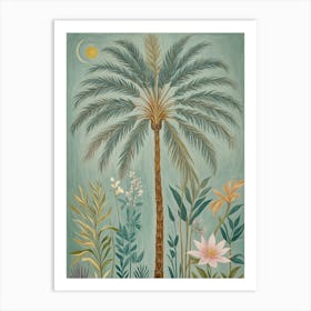 Palm Tree And Flowers Art Print