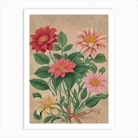 Dahlias/Floral Botanical Art Print