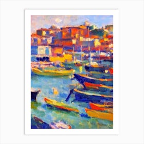 Port Of Palermo Italy Brushwork Painting harbour Art Print