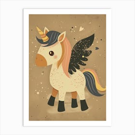 Unicorn Pegasus With Wings Cute Kids Muted Pastel 1 Art Print