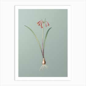 Vintage Brandlelie Botanical Art on Mint Green Art Print