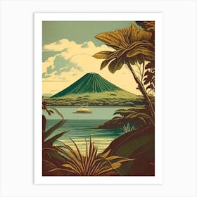 Isla De Ometepe Nicaragua Vintage Sketch Tropical Destination Art Print