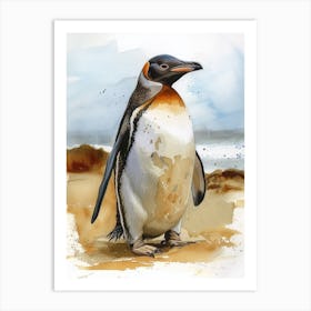 Humboldt Penguin Salisbury Plain Watercolour Painting 2 Art Print