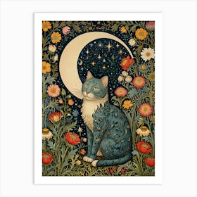 William Morris Cat In The Moonlight 1 Art Print