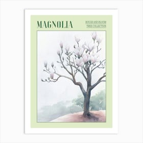 Magnolia Tree Atmospheric Watercolour Painting 3 Poster Art Print