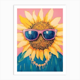 Sunflower With Sunglasses Art Print