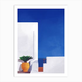 Beyond The White Wall Santorini Art Print
