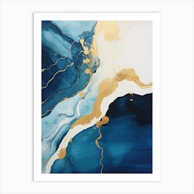 Blue Gold Abstract Painting 1 Art Print