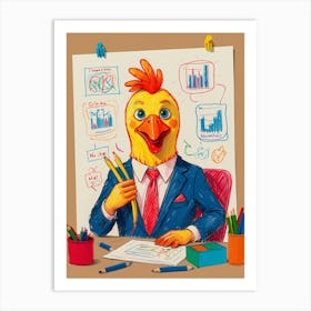Chicken Businessman Art Print