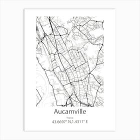 Aucamville,France Minimalist Map Art Print