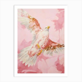 Pink Ethereal Bird Painting Golden Eagle Art Print