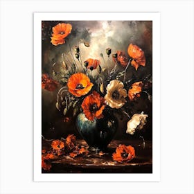 Baroque Floral Still Life Poppy 3 Art Print