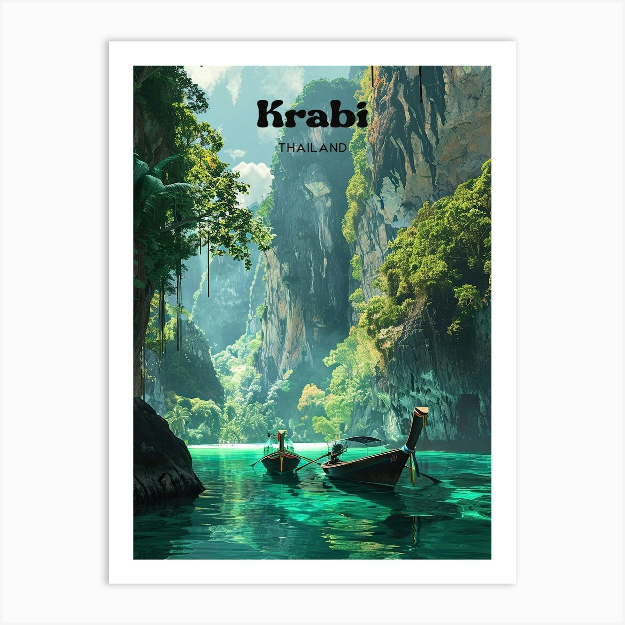Krabi Thailand Vacation Travel Art Art Print by Wanderscape Travel Art