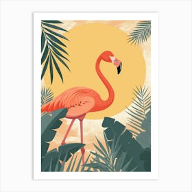 Greater Flamingo South Asia India Tropical Illustration 4 Art Print