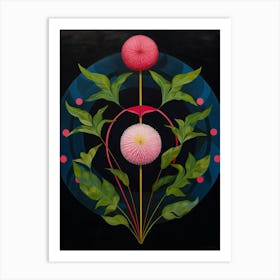 Globe Amaranth 2 Hilma Af Klint Inspired Flower Illustration Art Print