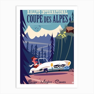 Route Des Alpes Poster Blue & Pink Art Print