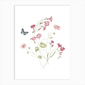 Wildflowers And Butterflies Art Print