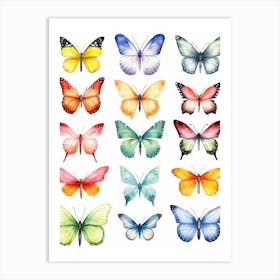 Watercolor Butterflies 3 Art Print