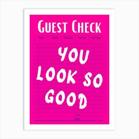 Guest Check 9 Art Print