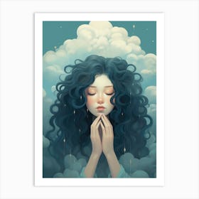 Girl In The Clouds 1 Art Print