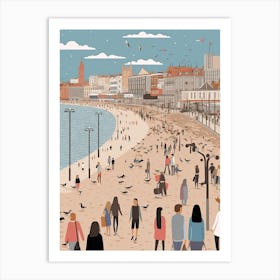 Brighton Beach, England, Graphic Illustration 3 Art Print