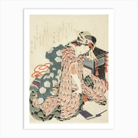 Young Woman Reading “The Pillow Book , Katsushika Hokusai Art Print