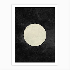 Minimal Full Moon Phase In Charcoal Art Print