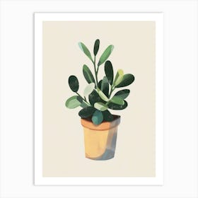 Jade Plant Minimalist Illustration 4 Art Print