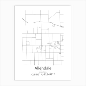 Allendale,United States Minimalist Map Art Print