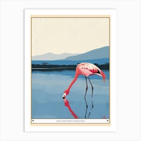Greater Flamingo Lake Manyara Tanzania Tropical Illustration 4 Poster Art Print