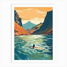 Wild Swimming At Wastwater Cumbria 2 Art Print