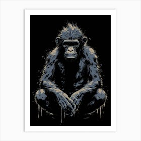 Thinker Monkey Paint Drip Style 2 Art Print