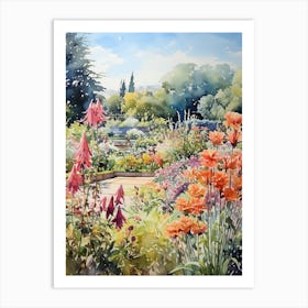 Rhs Garden Wisley United Kingdom Watercolour 1  Art Print