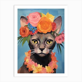 Burmese Cat With A Flower Crown Painting Matisse Style 1 Art Print