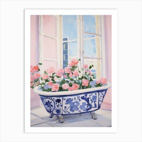 A Bathtube Full Of Sweet Pea In A Bathroom 3 Art Print