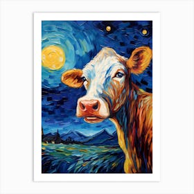 Cow At Night, Vincent Van Gogh Inspired Art Print