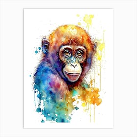 Monkey Water Color Art Print