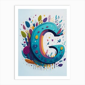 Colorful Letter G Illustration 30 Art Print